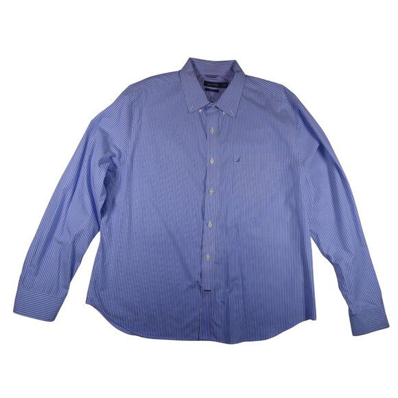 Nautica Striped Long Sleeve Dress Shirt Men's Size XXL - Picture 3 of 7